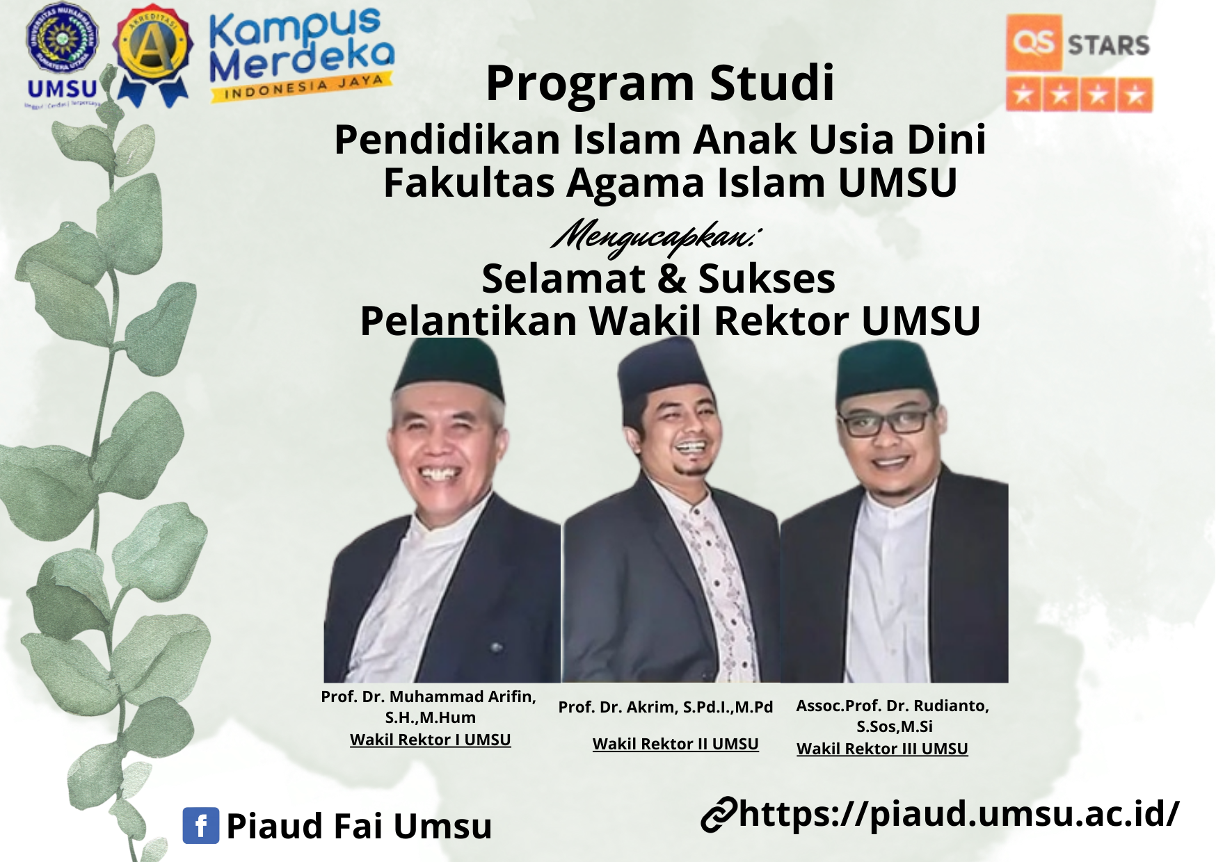 Selamat & Sukses Pelantikan Wakil Rektor UMSU
